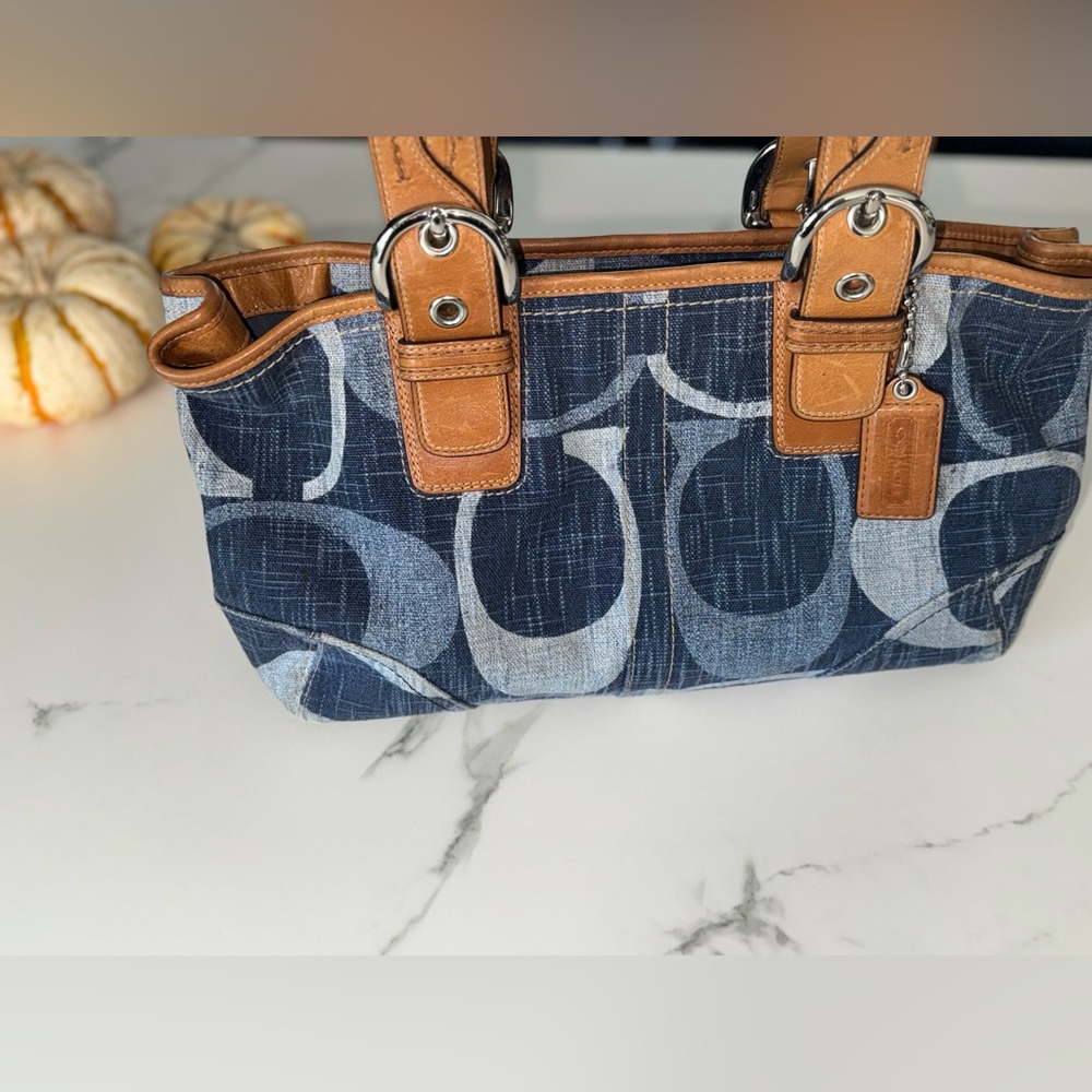 Coach Denim Signature Mini Tote Shoulder Bag #F12195 Rare Vintage - Picture 8 of 17